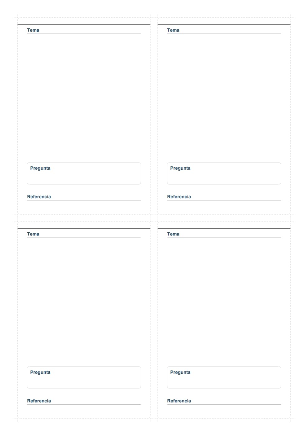Flashcards oposiciones doble cara A4