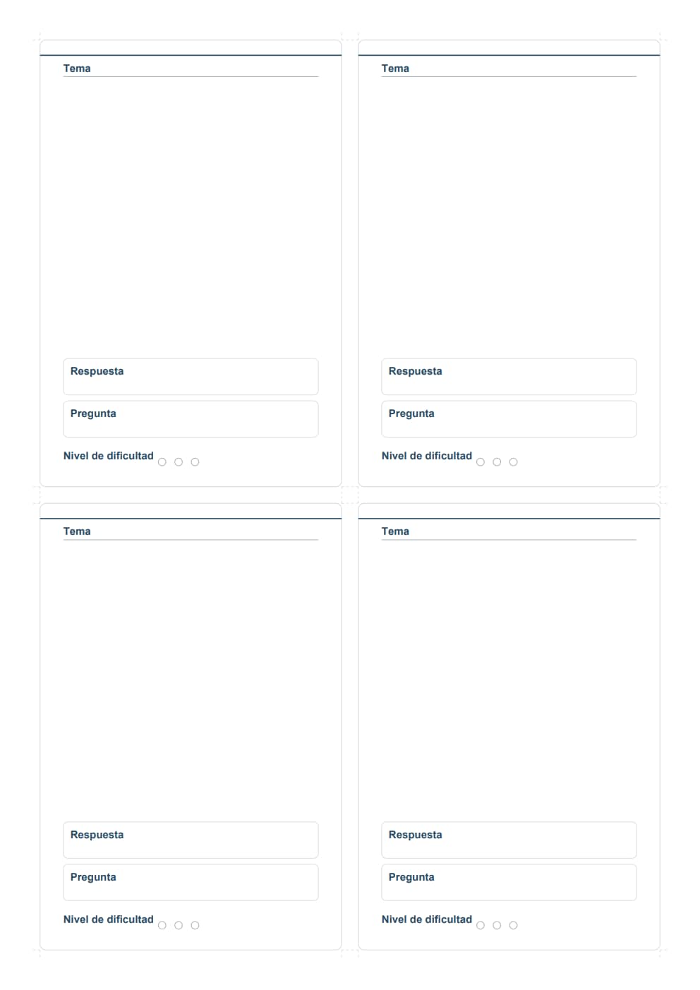 Flashcards oposiciones pregunta respuesta A4