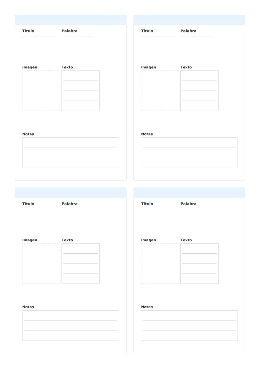 Plantilla de vocabulario editable A4