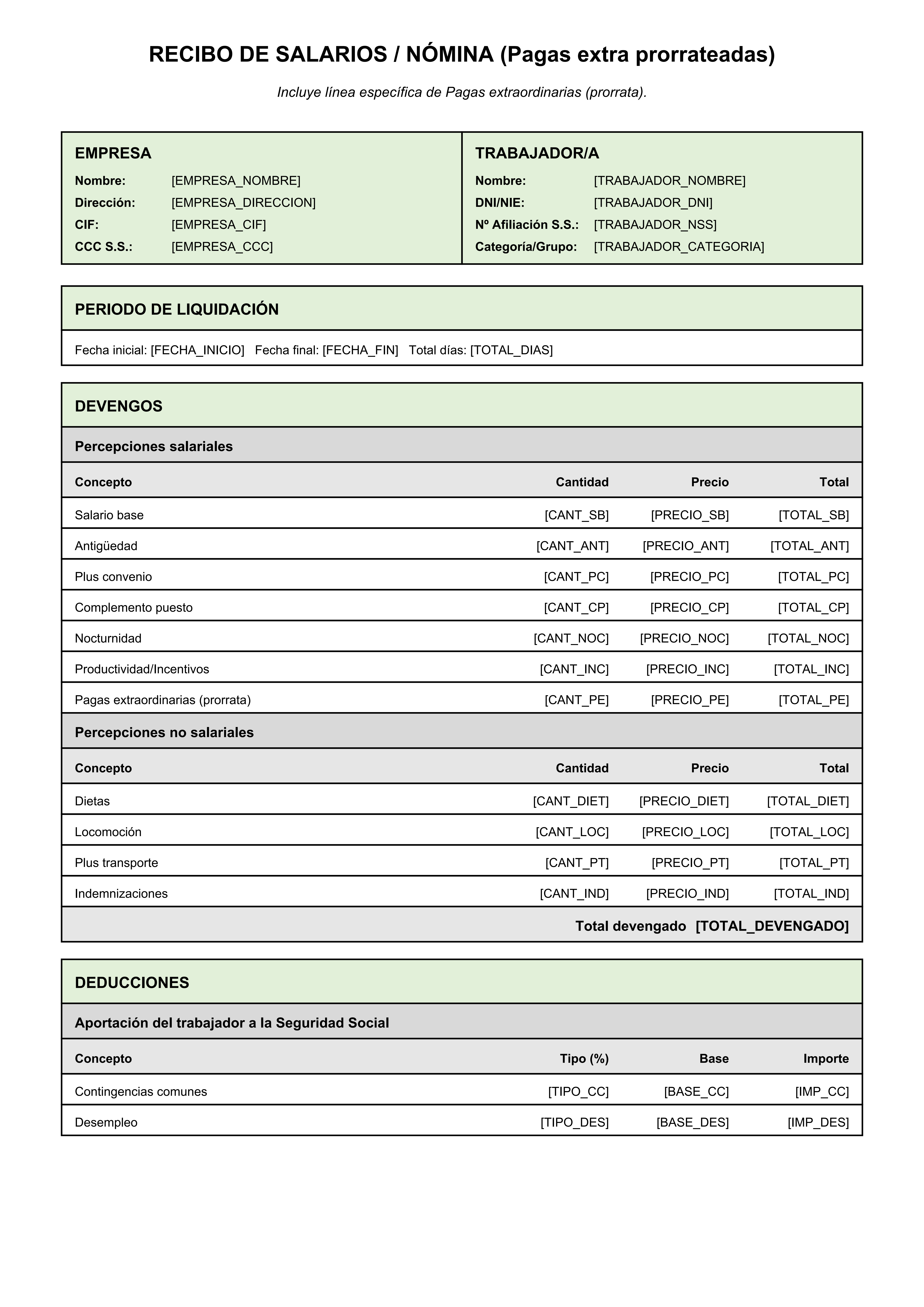 Pagas extra prorrateadas en 12 meses