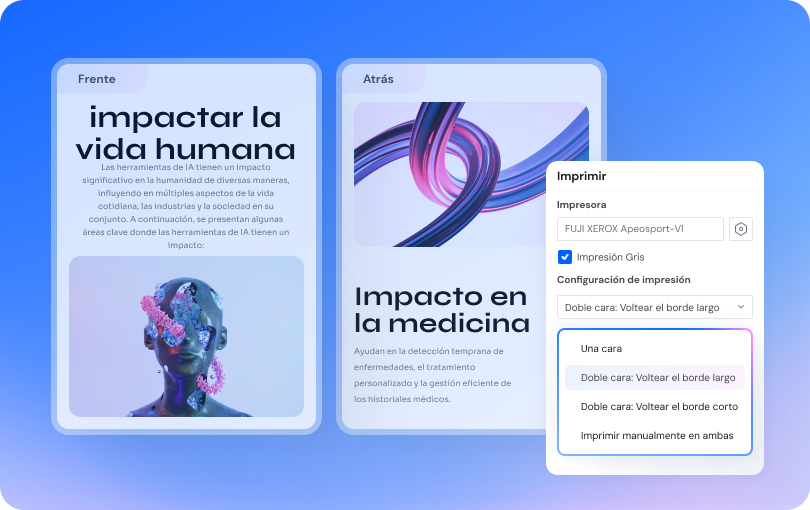Imprime a doble cara