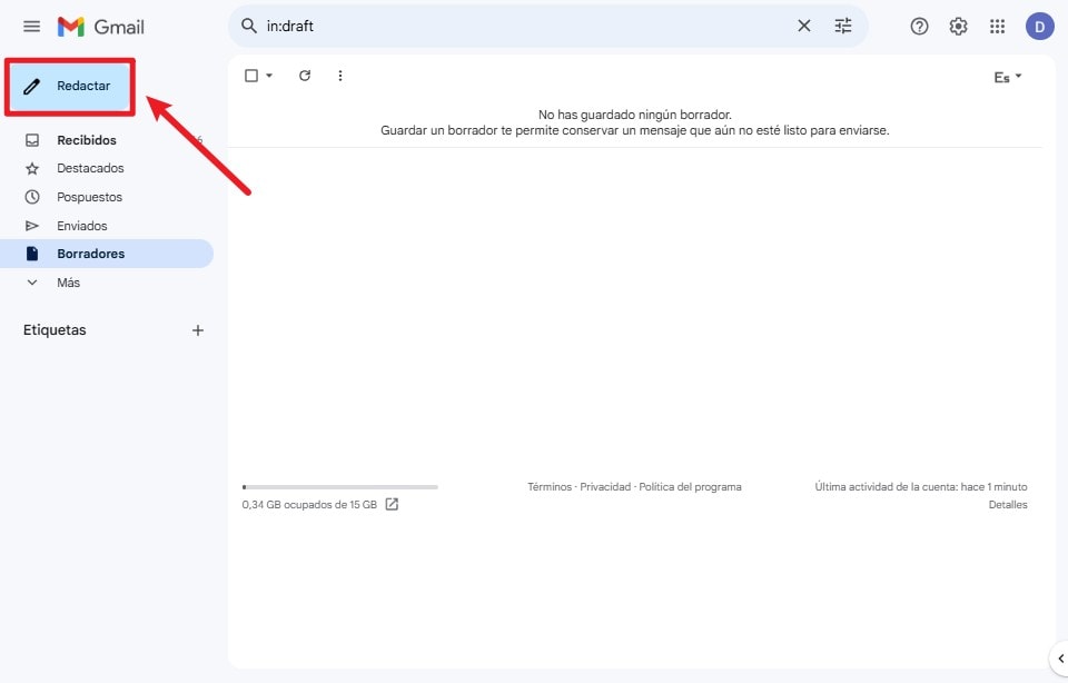 redactar un nuevo correo electrónico en Gmail