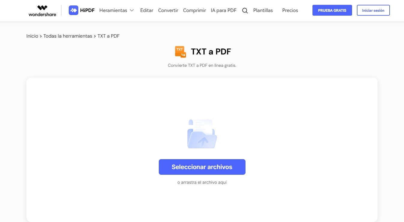 convertir txt a PDF con HiPDF