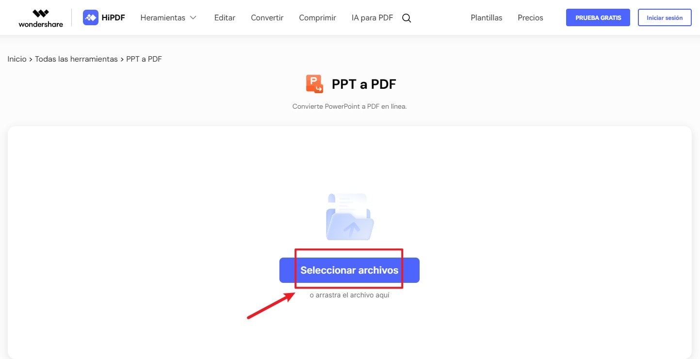 convertir ppt a pdf en hipdf