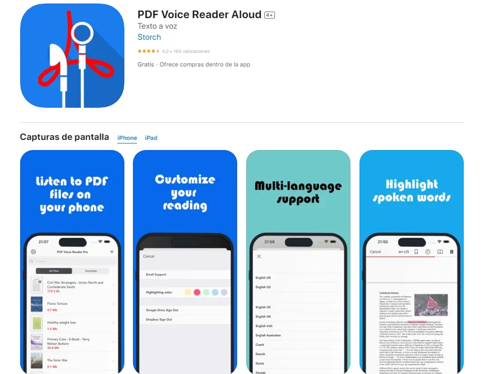 PDF Voice Reader Aloud - Lector de voz en voz alta de PDF para iOS