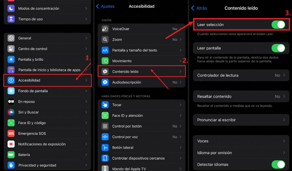 Texto a voz predeterminado para iOS