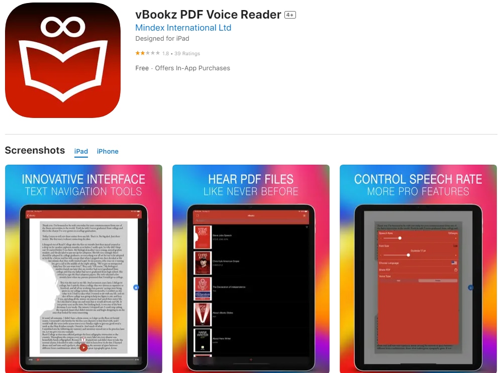 vBookz PDF Voice Reader - Lector de voz de PDF para iOS