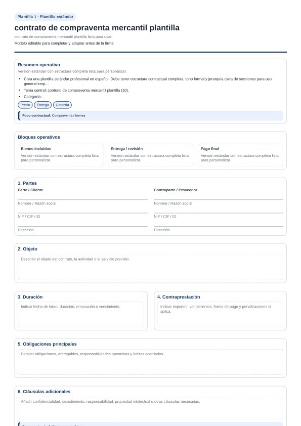 Contrato de compraventa mercantil plantilla para descargar