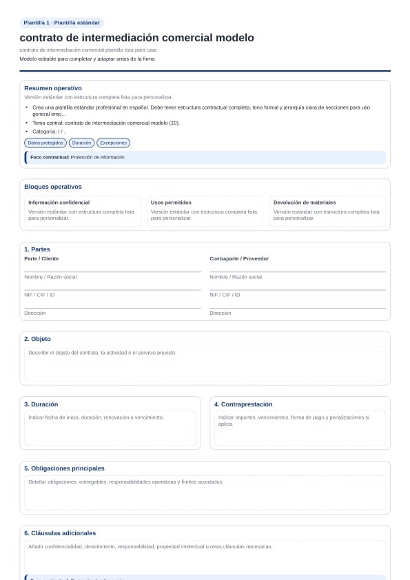 Contrato de intermediación comercial plantilla para descargar