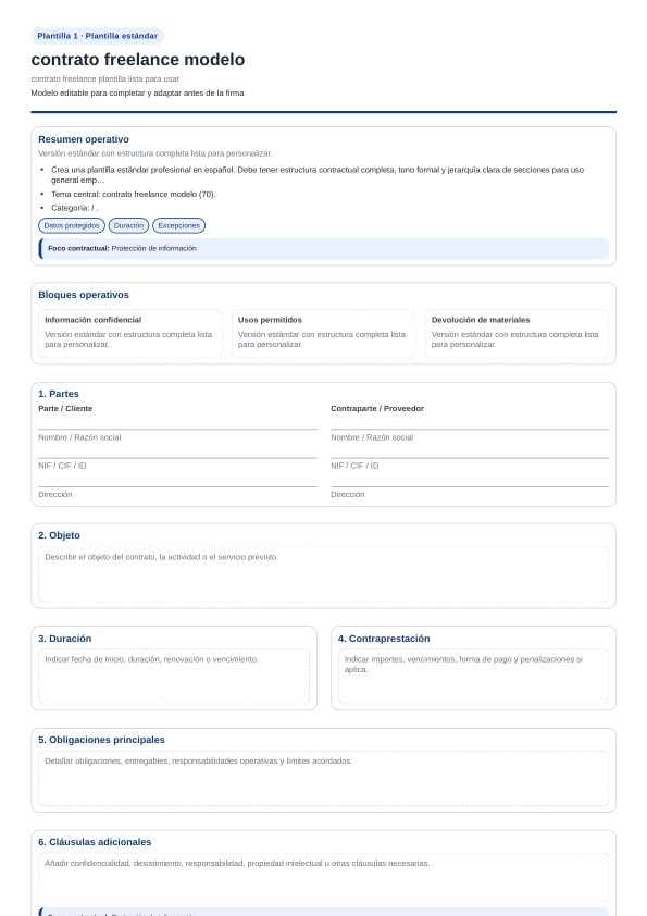 Contrato freelance plantilla para descargar
