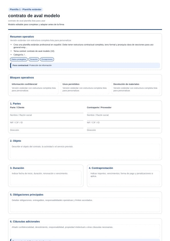 Contrato de aval plantilla para descargar