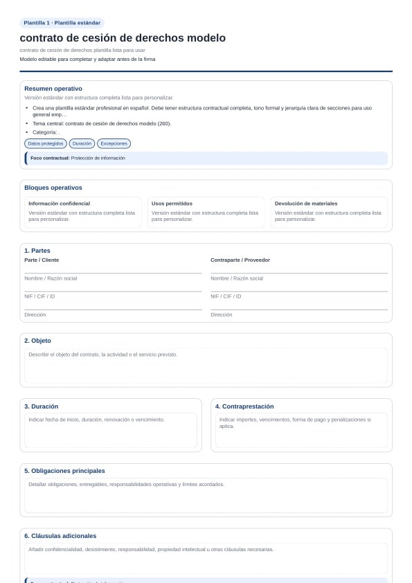 Contrato de cesión de derechos plantilla para descargar
