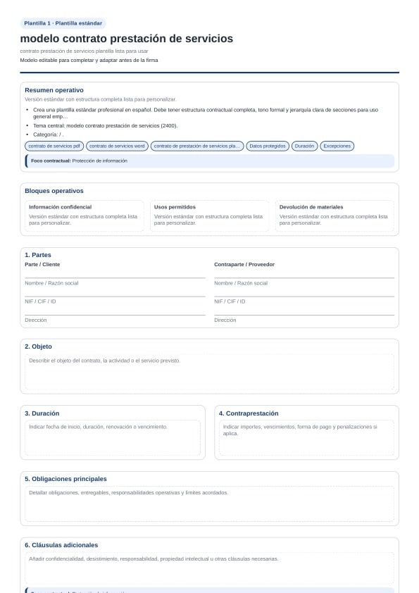 Contrato prestación de servicios plantilla para descargar