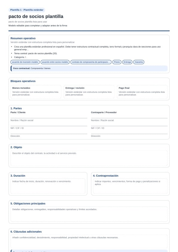 Pacto de socios plantilla para descargar