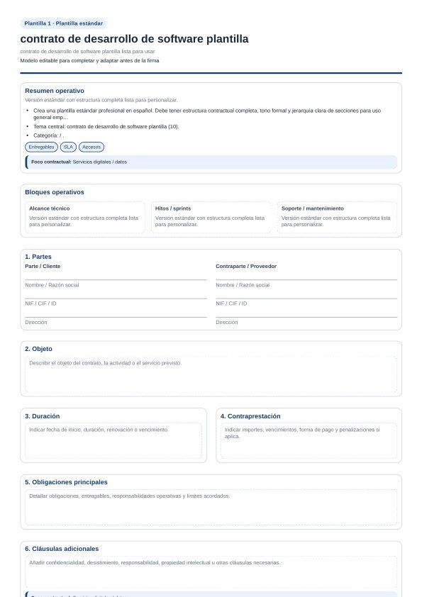 Contrato de desarrollo de software plantilla para descargar