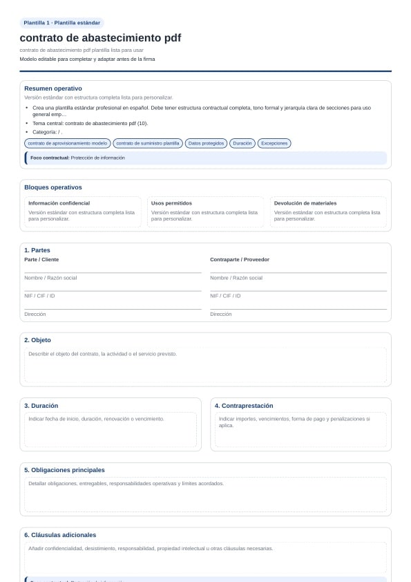 Contrato de abastecimiento pdf plantilla para descargar