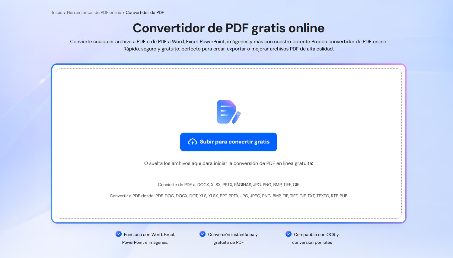 PDFelement Online: Convertir PDF a PNG gratis sin perder calidad