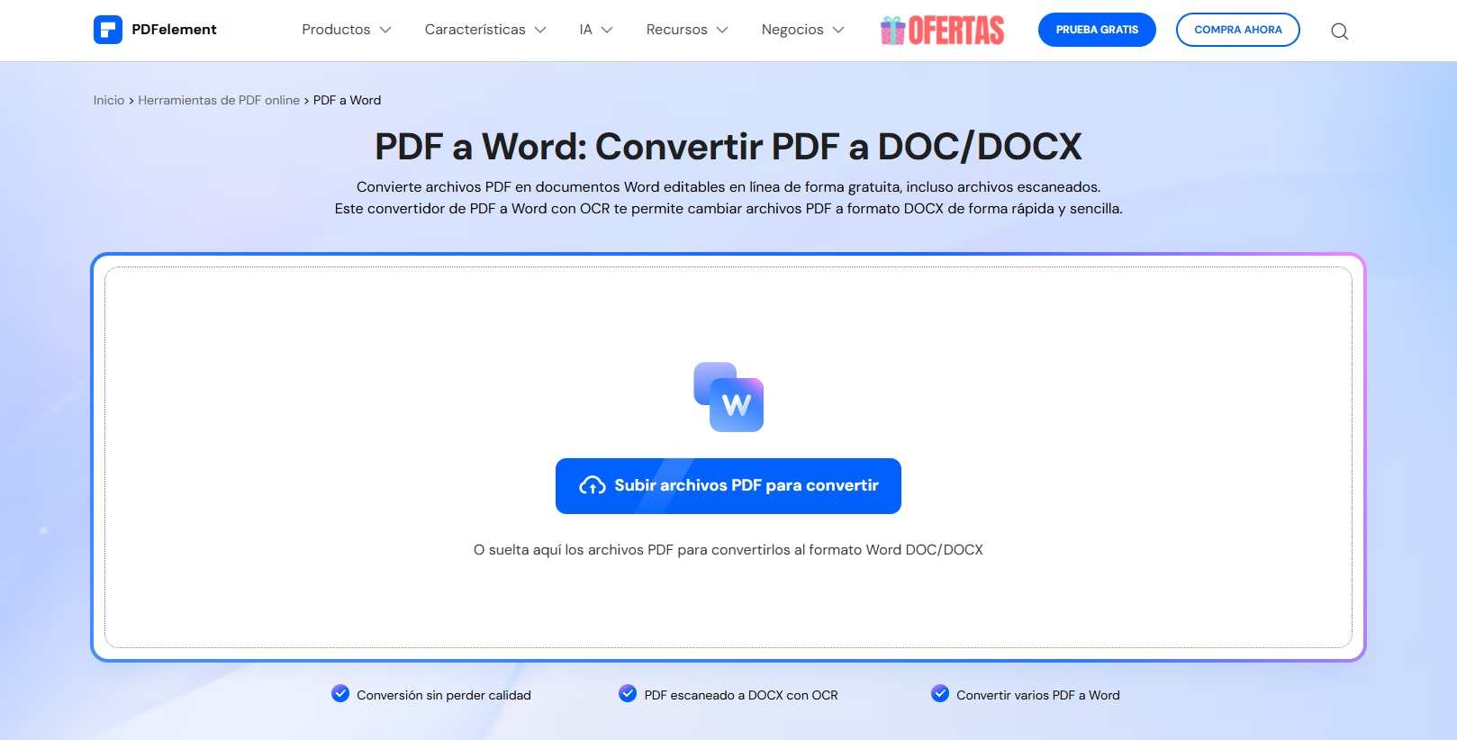Convertidor de imagen de PDF a Word gratis - PDFelement Online