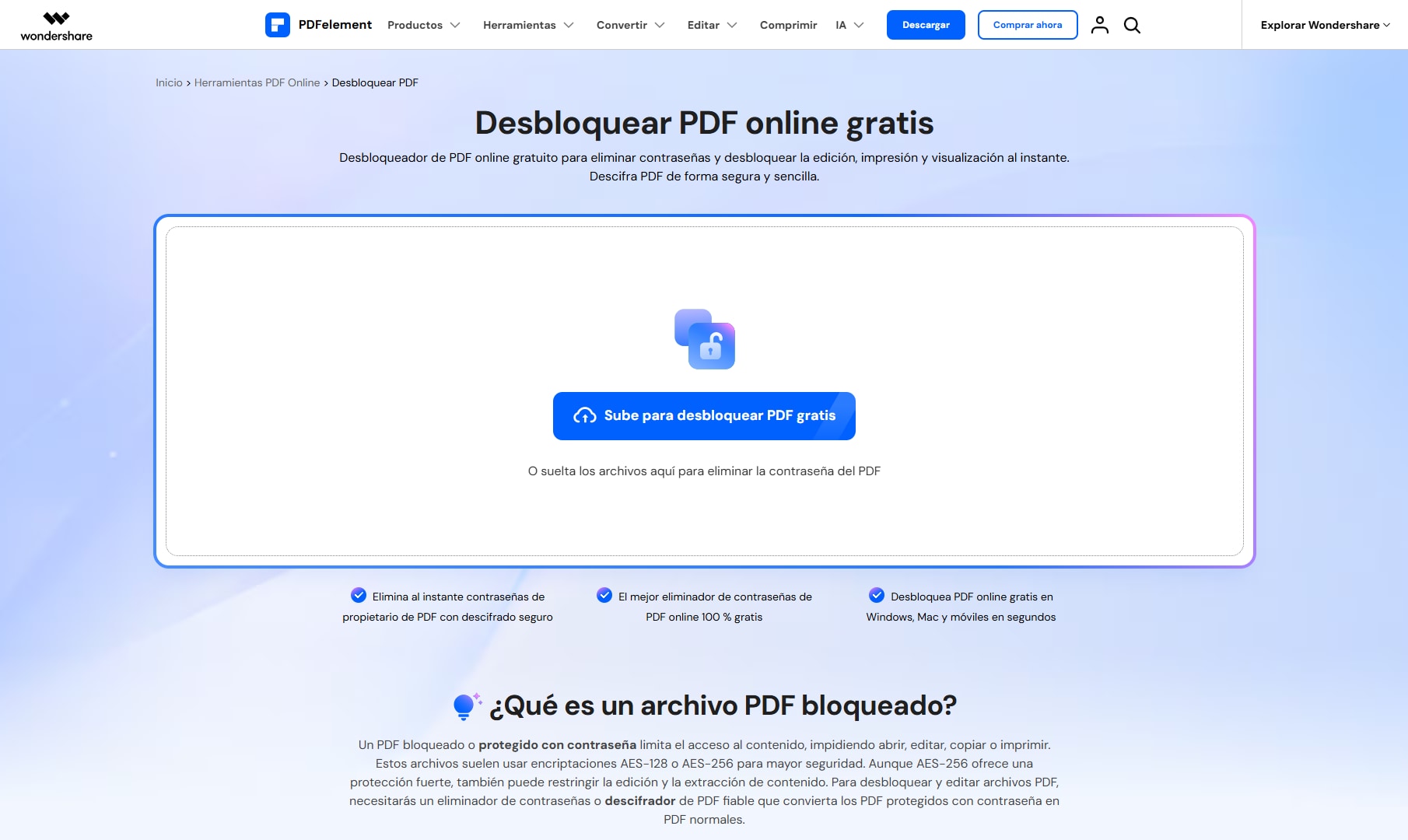 Subir un PDF a un desbloqueador online