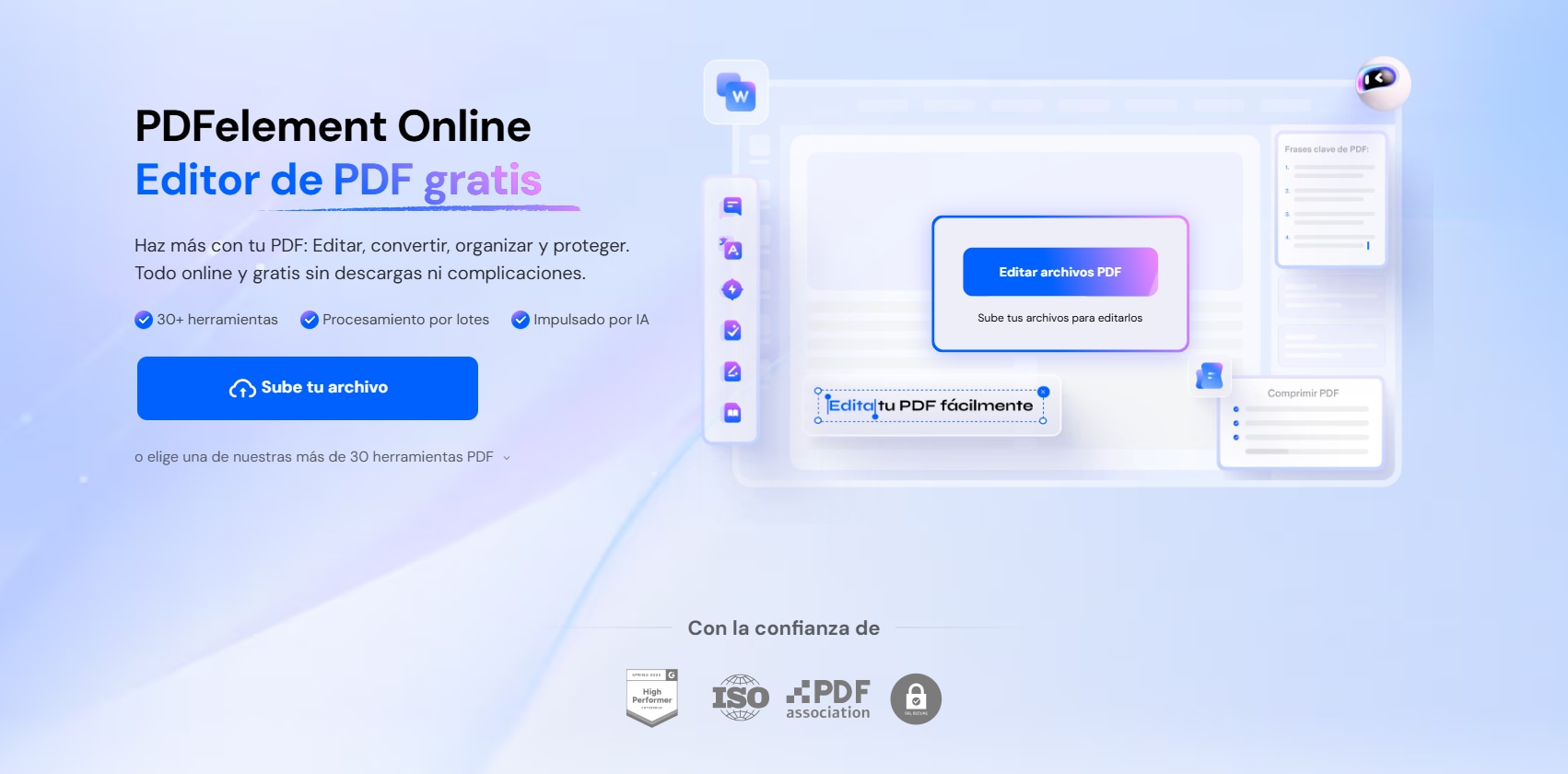 herramientas de PDF gratuitas de PDFelement online