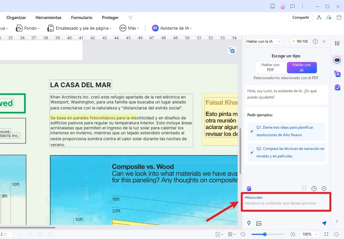 pdfelement función de reescritura