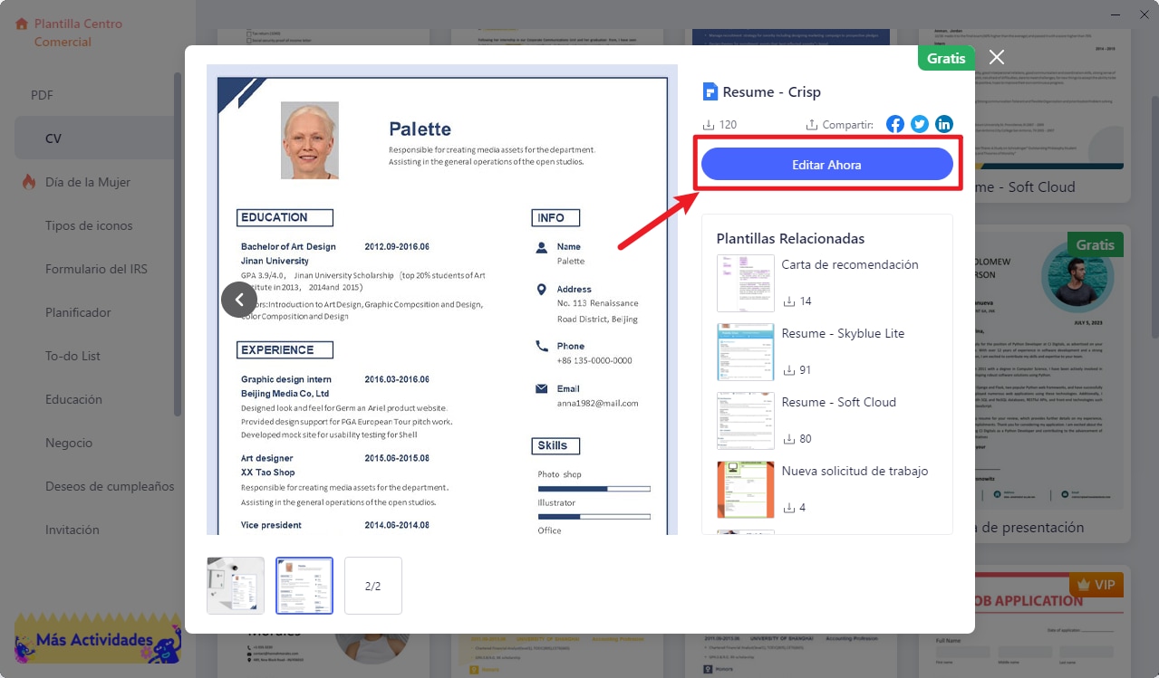 descargar plantillas de cv