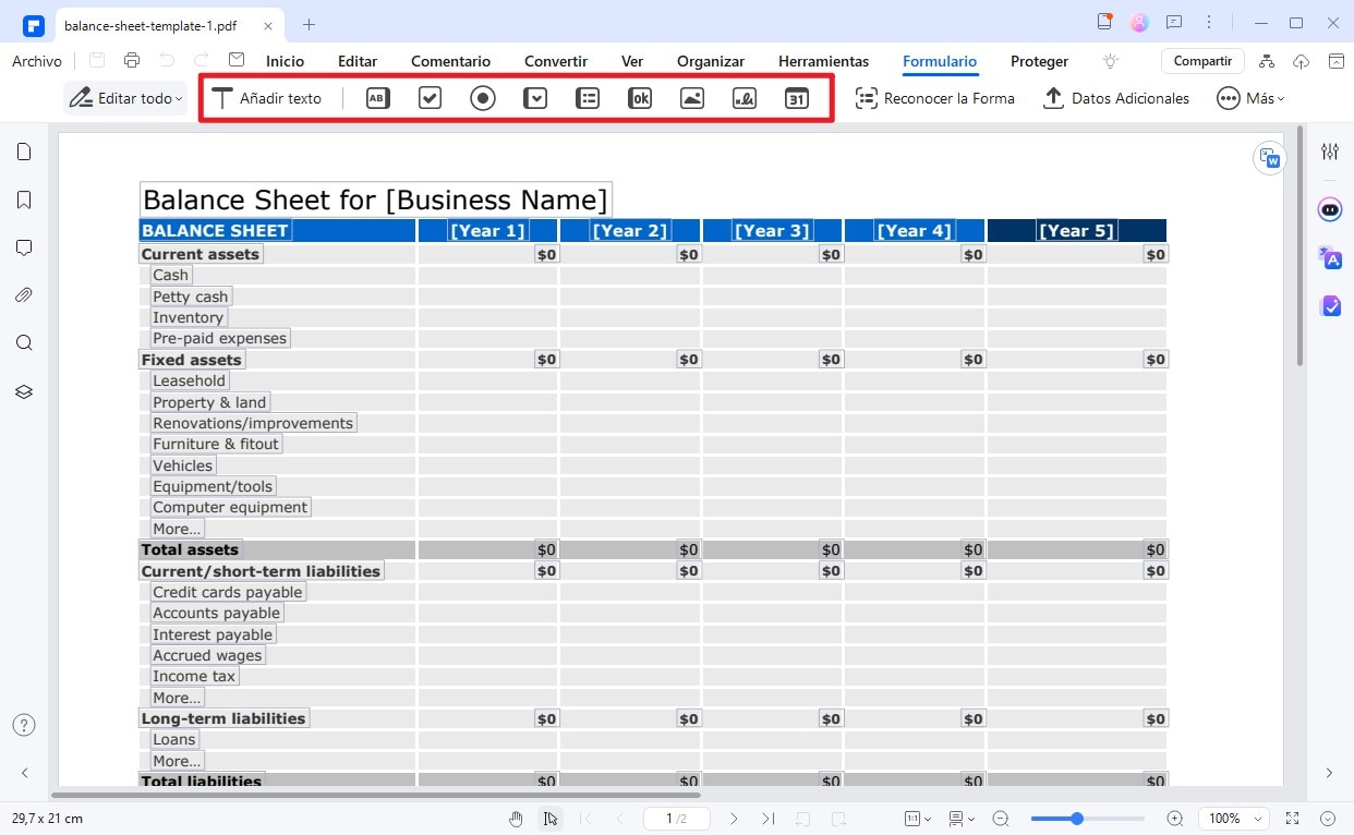 crear formulario PDF rellenable