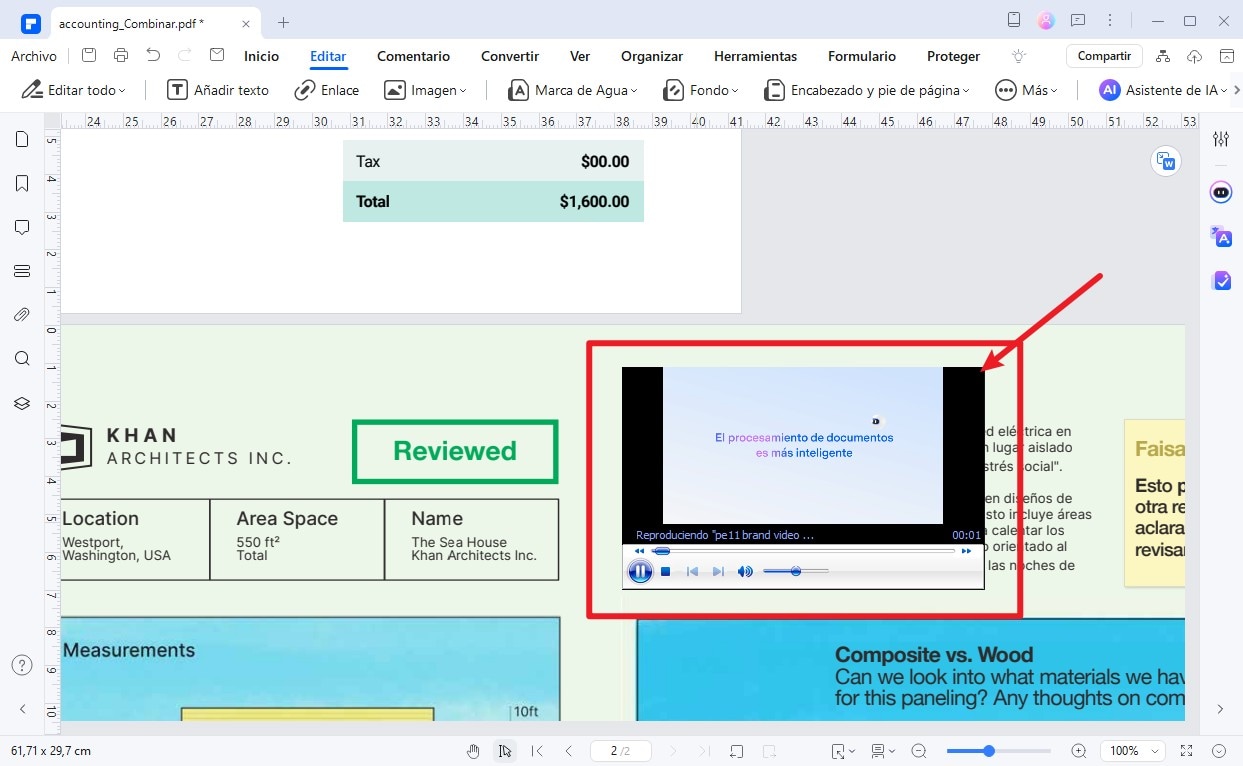 insertar video en pdf