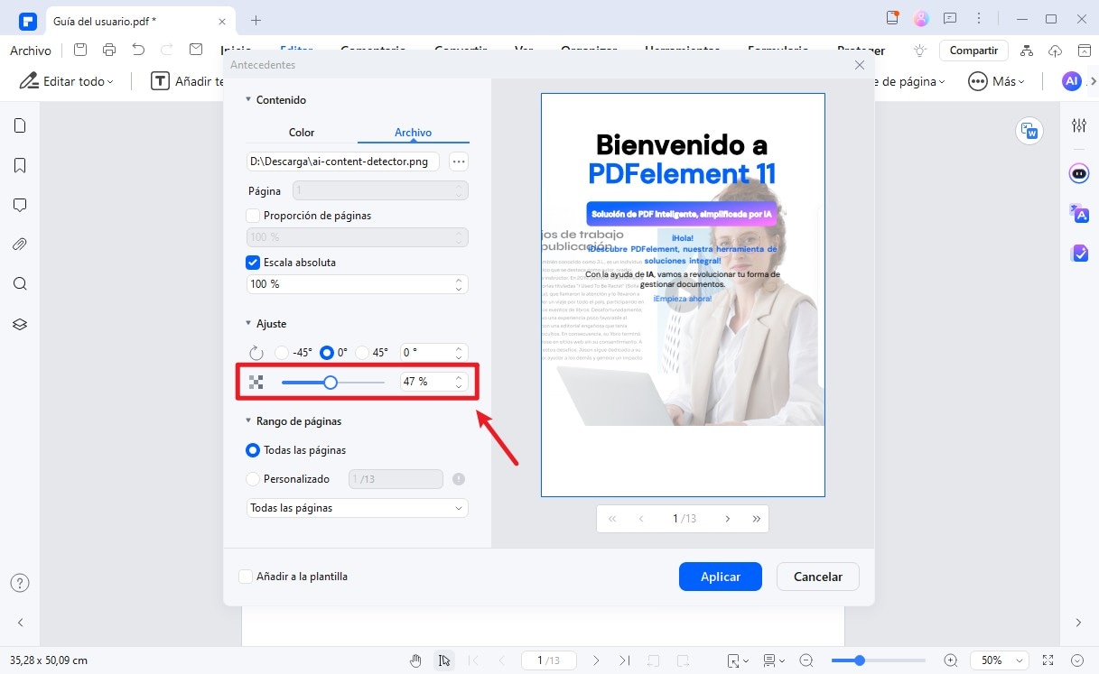 hacer fondo pdf transparente