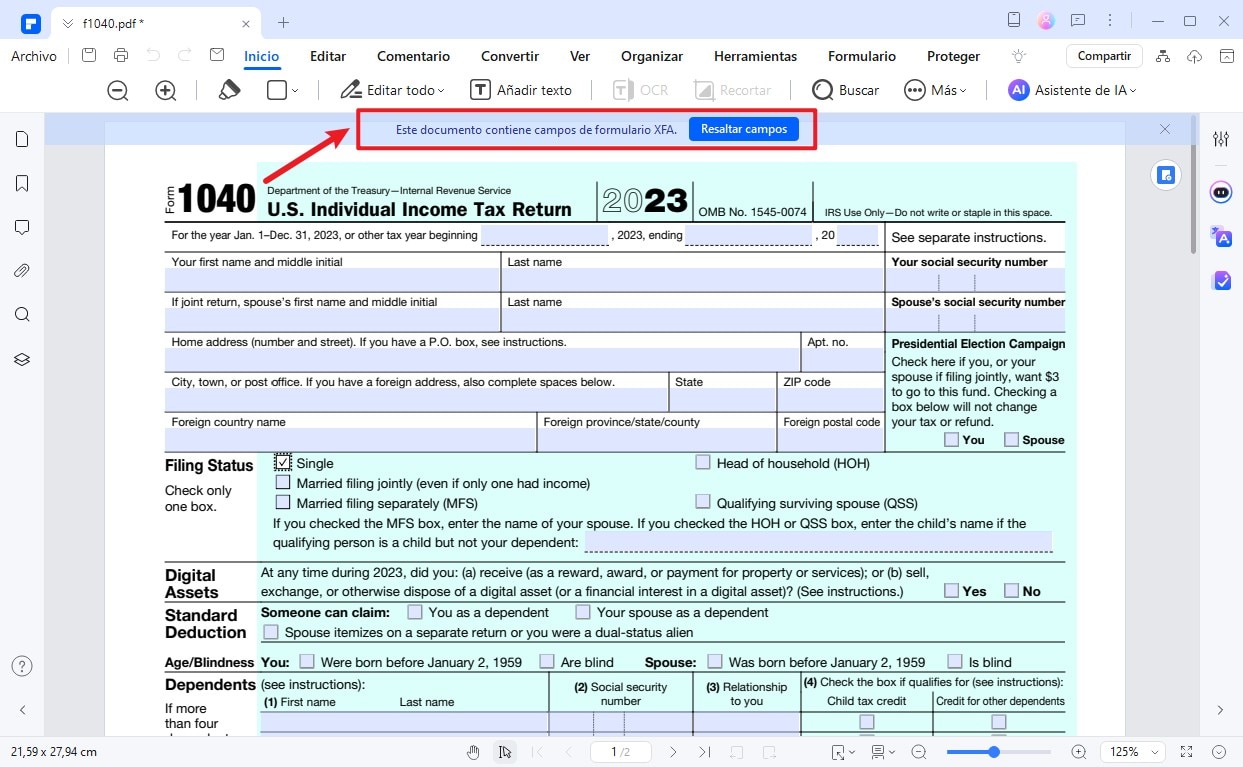 Cómo rellenar un formulario en PDF