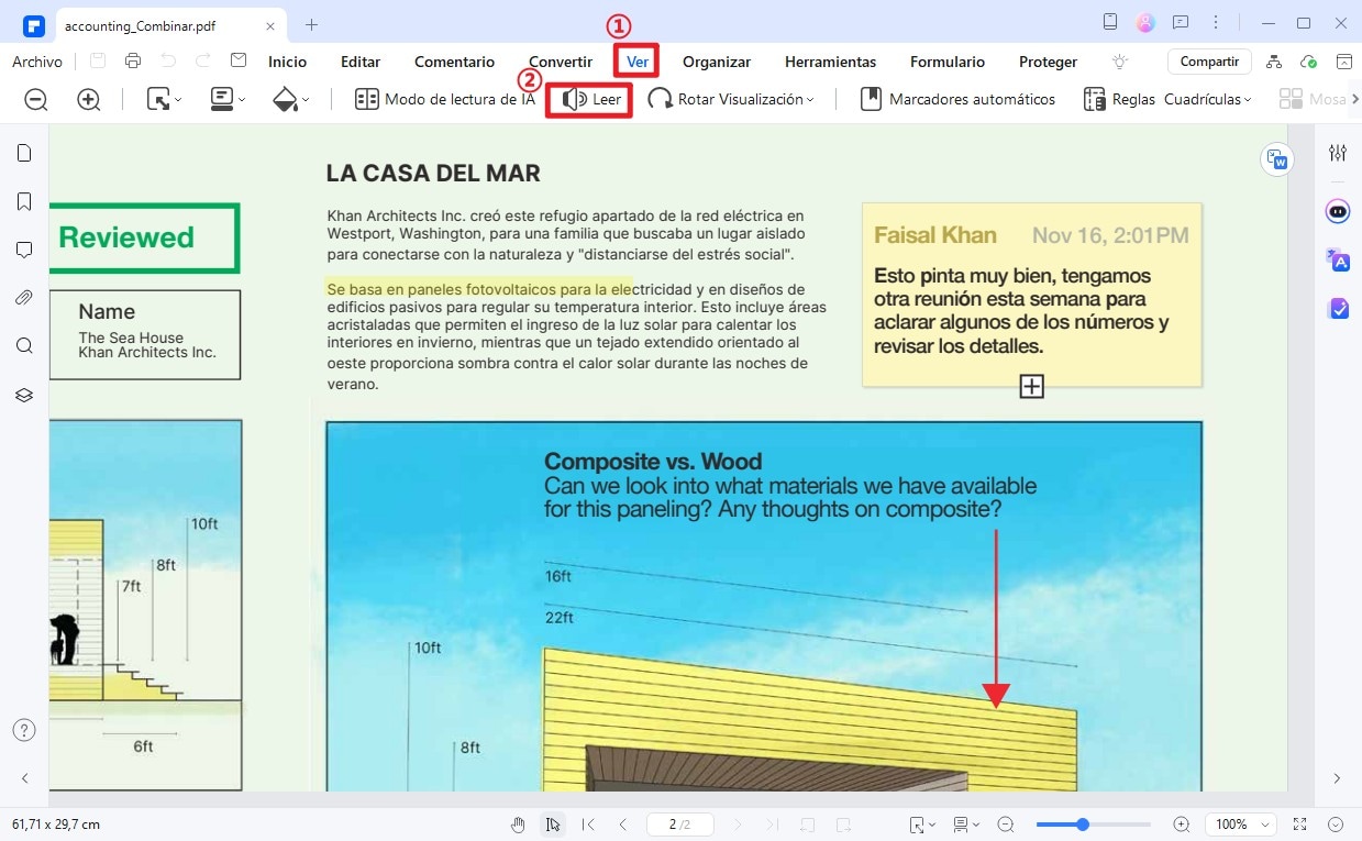 función de lectura del pdfelement de wondershare