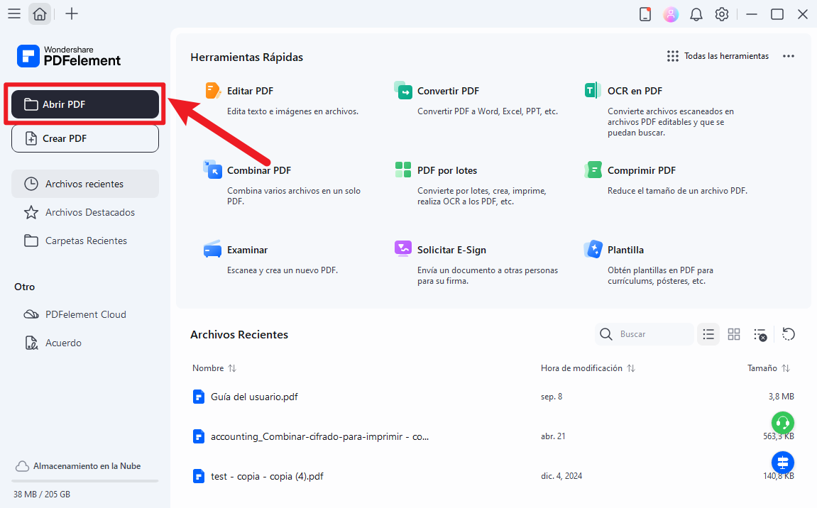 Abre tu archivo PDF en PDFelement