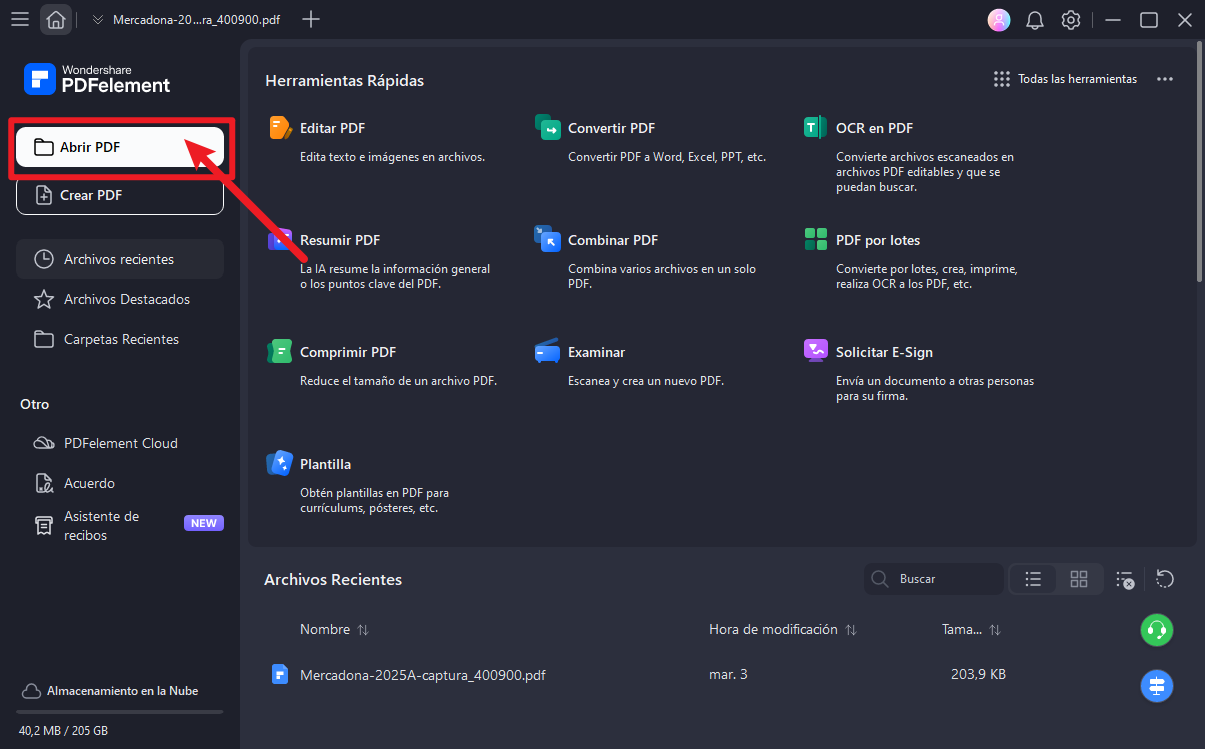 abrir extracto bancario en PDFelement