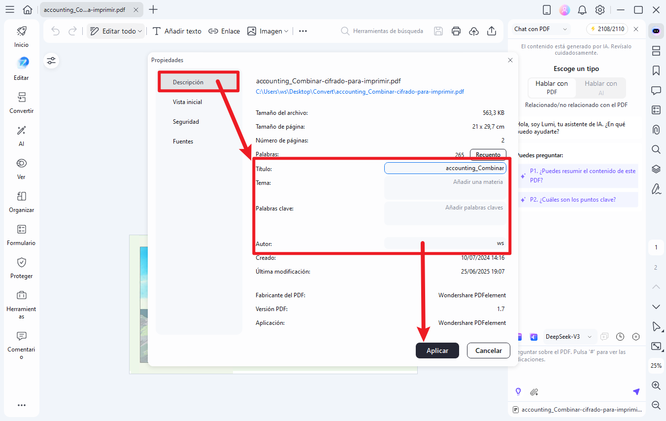 cambiar PDF metadatos