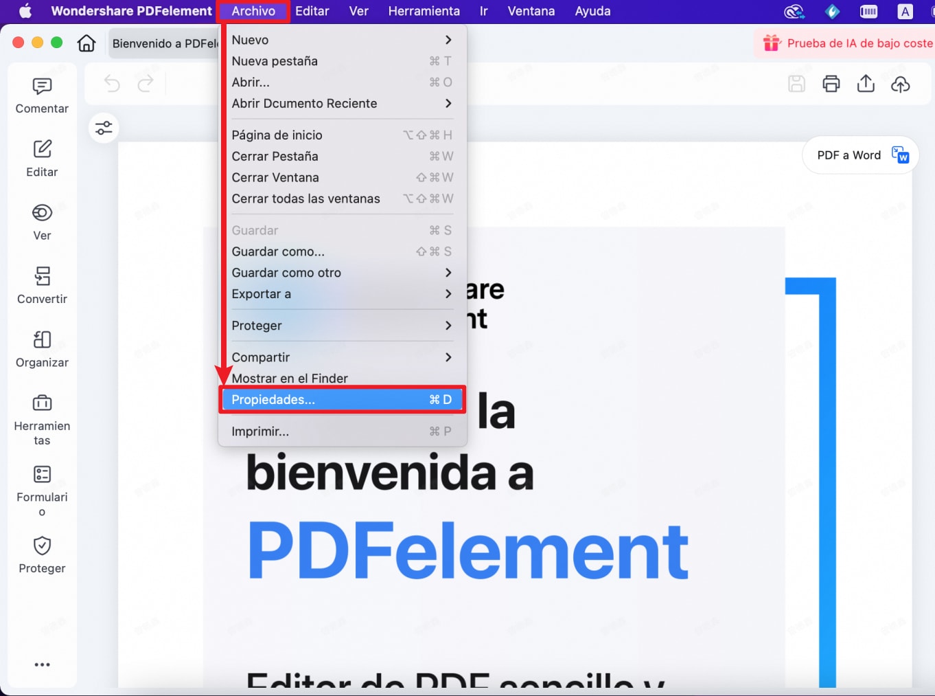 cambiar propiedades de PDF