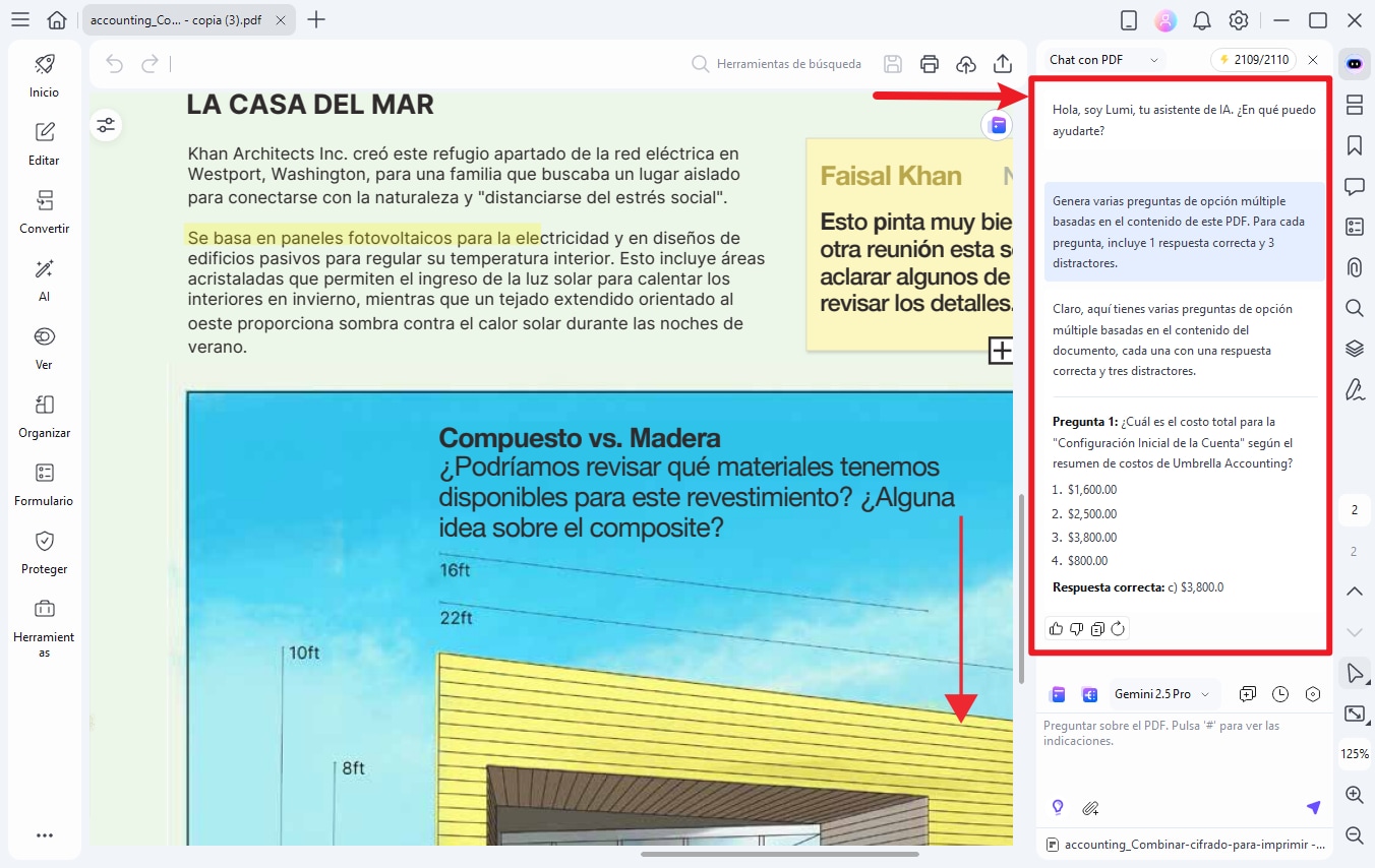 preguntas generadas por la IA de PDFelement