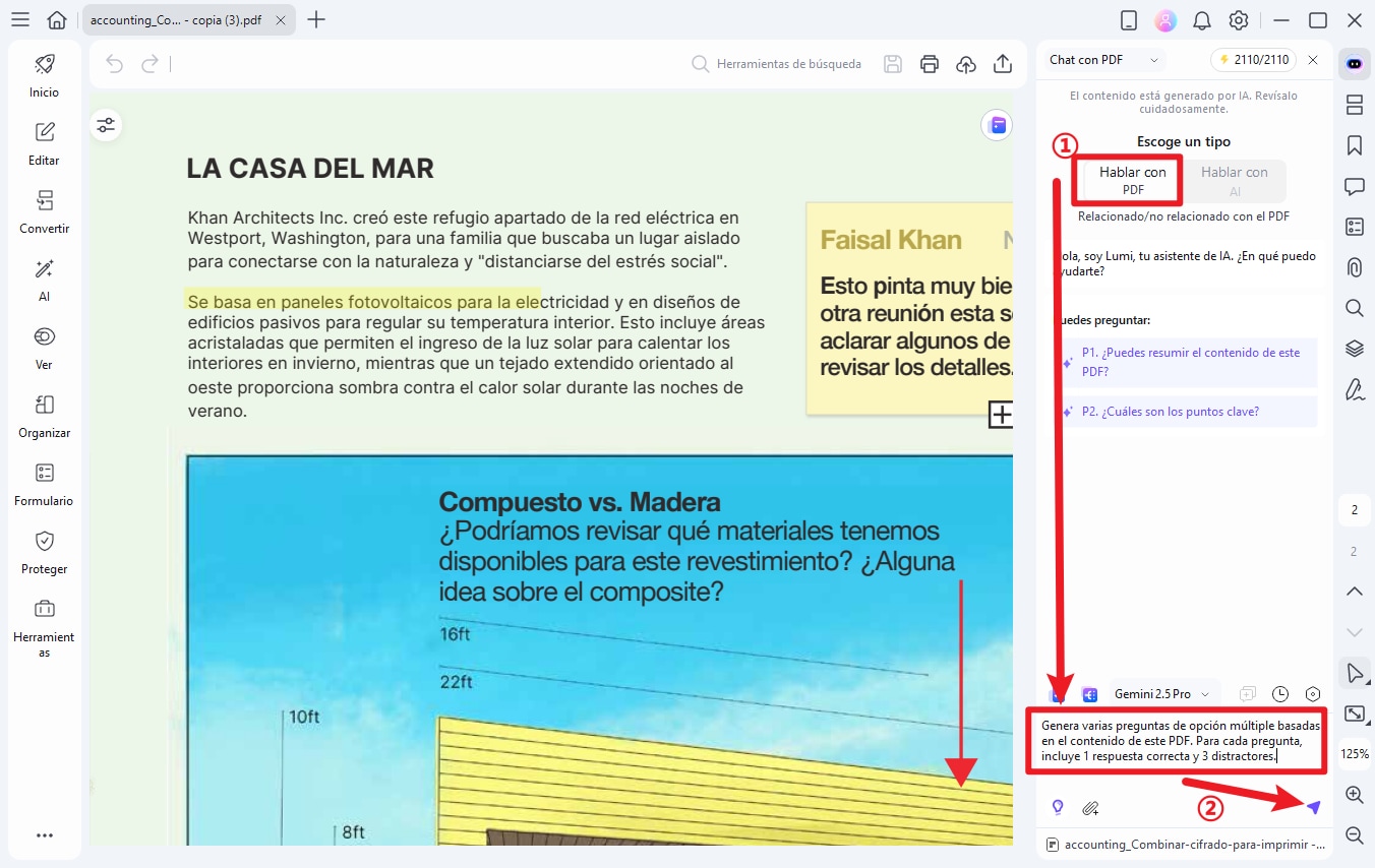generando cuestionario usando chatear con pdf