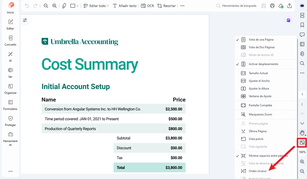 Elegir el modo de lectura de manga en PDFelement