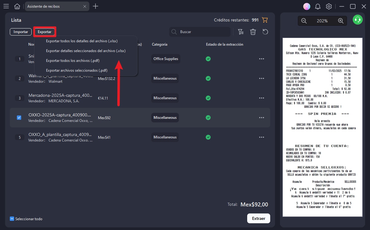 exportar datos de factura estructurados desde PDFelement