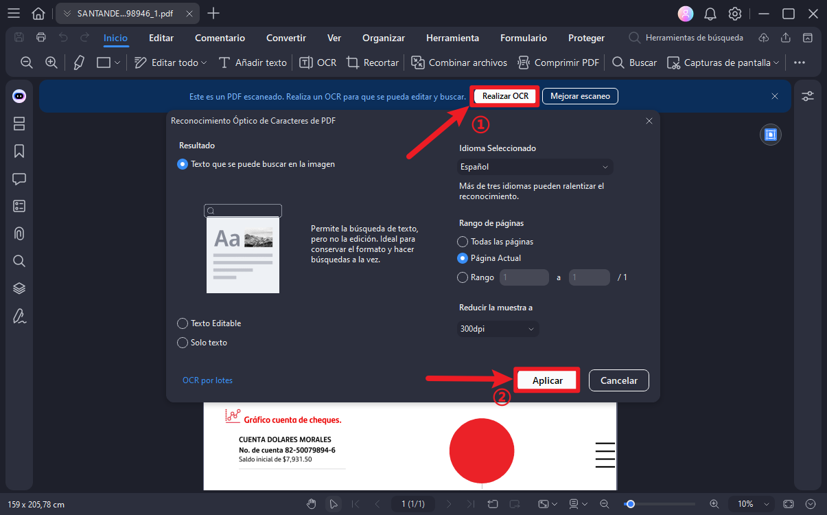 Aplicar OCR en PDFelement sobre una imagen
