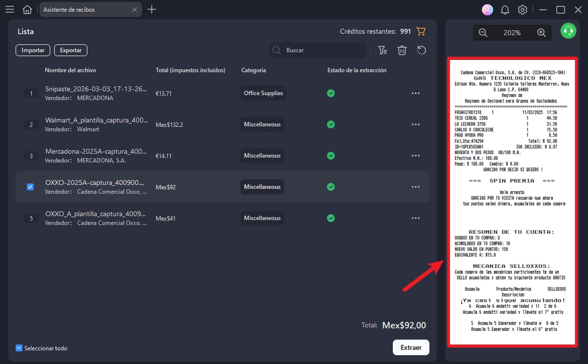 previsualizar factura en PDFelement antes de extraer datos