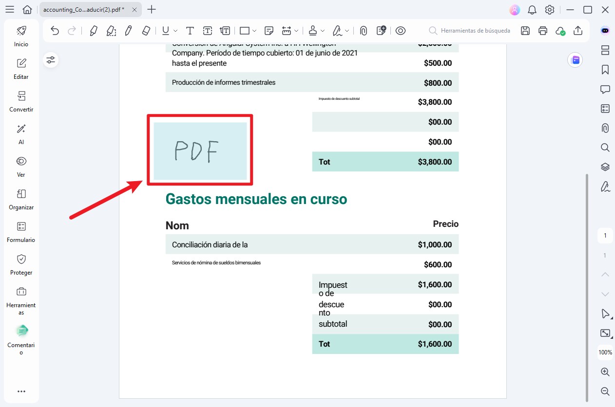 seleccionar Marcar para redacción en PDFelement