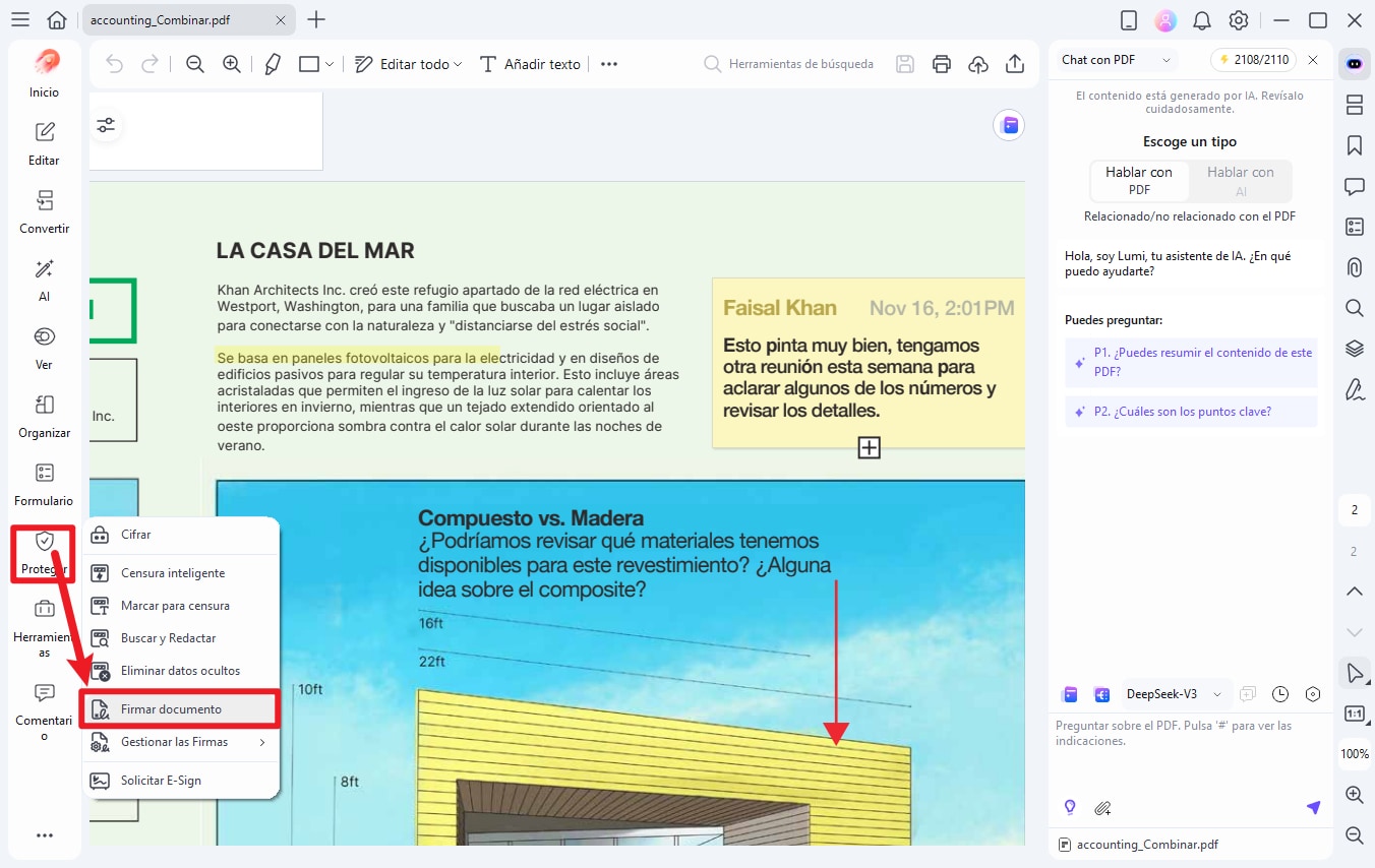 Localizar la herramienta de firmar documento