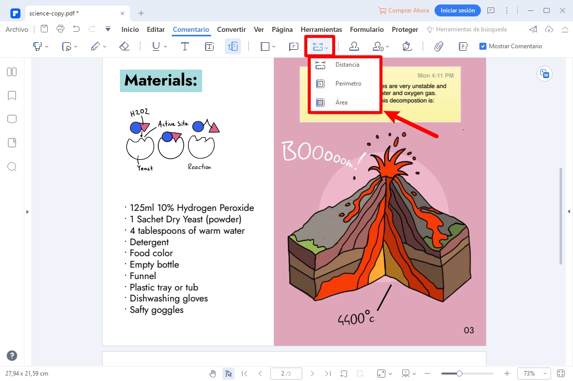 anotar un pdf con la herramienta de medición