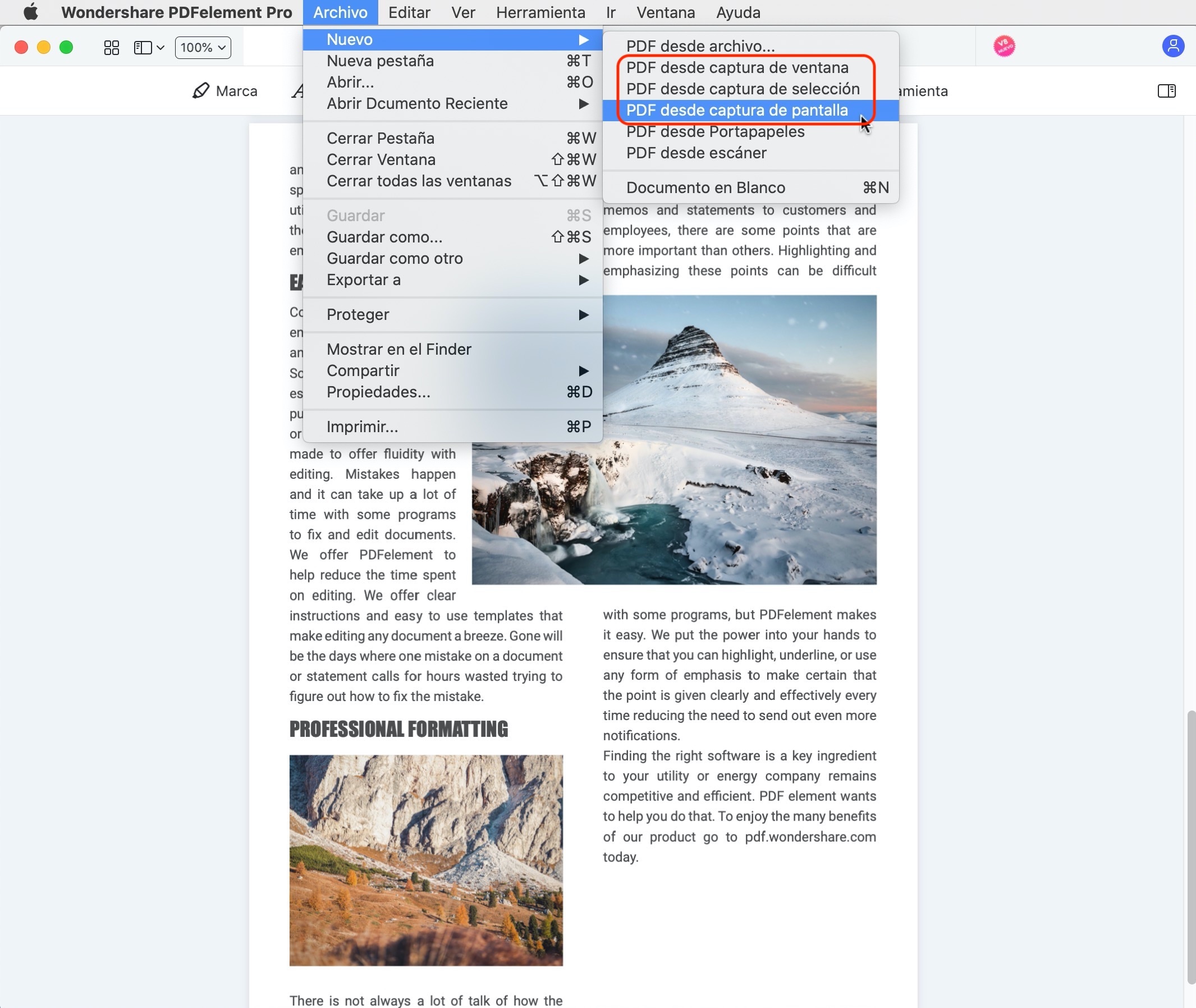 cómo convertir capturas de pantalla a pdf mac