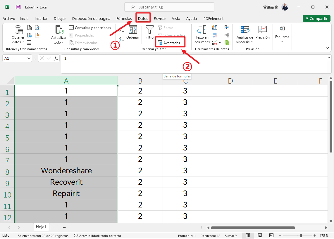 detectar los valores duplicados en Excel paso 3