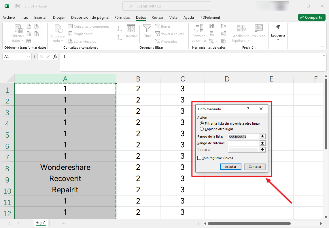 detectar los valores duplicados en Excel paso 4