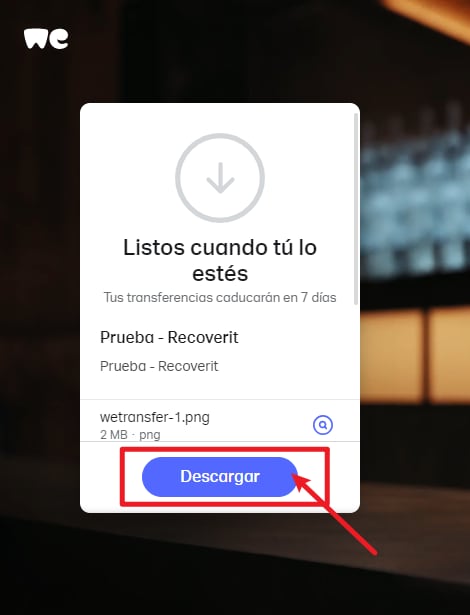 Guarda archivo de WeTransfer