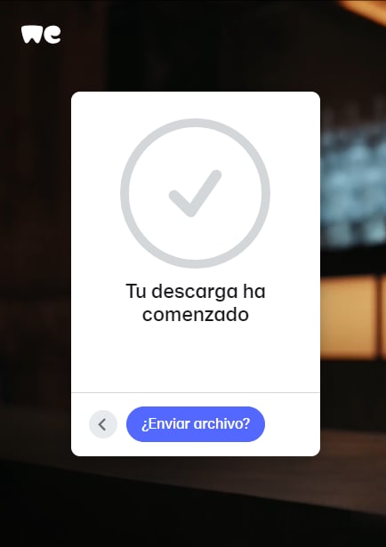 Espera la descarga de archivo de WeTransfer