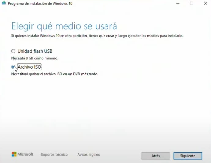 descargar el archivo iso